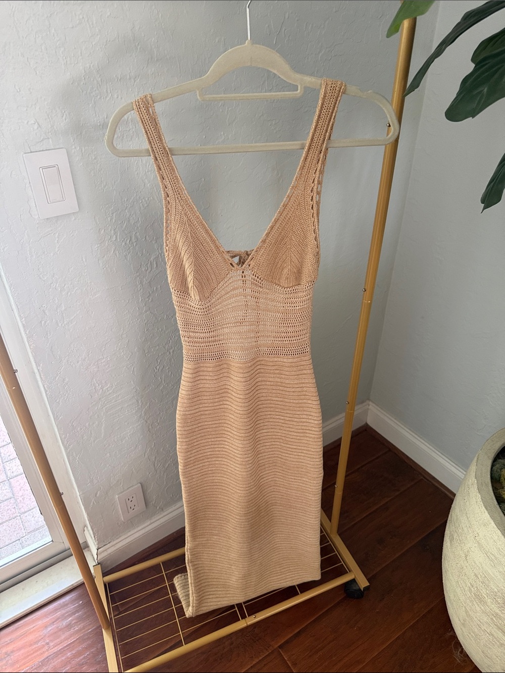 Ronny Kobo Collection Blush Knit V-Neck Midi Dress